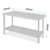 60x24x35 Inch Stainless Steel Table, NSF Heavy Duty Worktable with Adjustable Undershelf & Wheels - 3 of 4