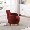 Teddy Swivel Barrel Chair, Swivel Accent Chairs Armchair for Living Room, Round Barrel Chairs with Gold Stainless Steel Base - 3 of 4
