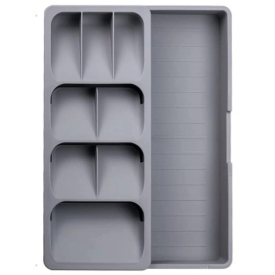 LunaLulinlk Expandable Kitchen Drawer Organizer, Adjustable Cutlery Trays and Utensil Holder, Kitchen Drawer Dividers Storage, Gray