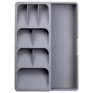 LunaLulinlk Expandable Kitchen Drawer Organizer, Adjustable Cutlery Trays and Utensil Holder, Kitchen Drawer Dividers Storage, Gray - 1 of 4