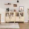 Sideboard Buffet Cabinet with 4 Glass Doors, 55" Modern Farmhouse Storage Cabinet with Ample Storage for Kitchen, Dining Room, Living Room - 3 of 4