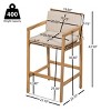 Acacia Wood Frame Rattan Woven Bar Stools  Set of 4,Outdoor Barstools with Cushions,Rustic Patio Bar Chairs for Garden or Deck-Coolbibila - 4 of 4