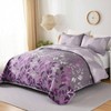 Purple Floral Quilt Set, King Size, 3 Pieces, Soft Microfiber Bedspread with 2 Pillowcases - 2 of 4
