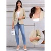 INSPIRE CHIC Women's Work Shawl Collar Ruched 3/4 Sleeves Open Front with Pockets Blazer - 2 of 4