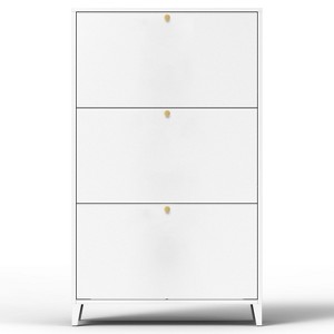 TIRAMISUBEST White 3-Drawer Steel Shoe Cabinet - Freestanding Flip-Door Storage Organizer for Entryway, Hallway or Bedroom (Assembly Required) - 1 of 4