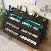 Vipbear 6-Drawer Double Dresser with Power Outlet & LED Lights, Wide Storage Chest with Open Shelving,Black - 2 of 4