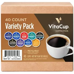 VitaCup Variety Medium Roast Coffee Pods - 40ct