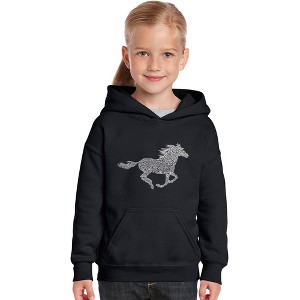 LA Pop Art Girl's Word Art Hooded Sweatshirt - Horse Breeds - 1 of 4