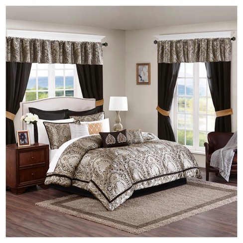 Black Tracy Jacquard Comforter Set California King 24pc Target