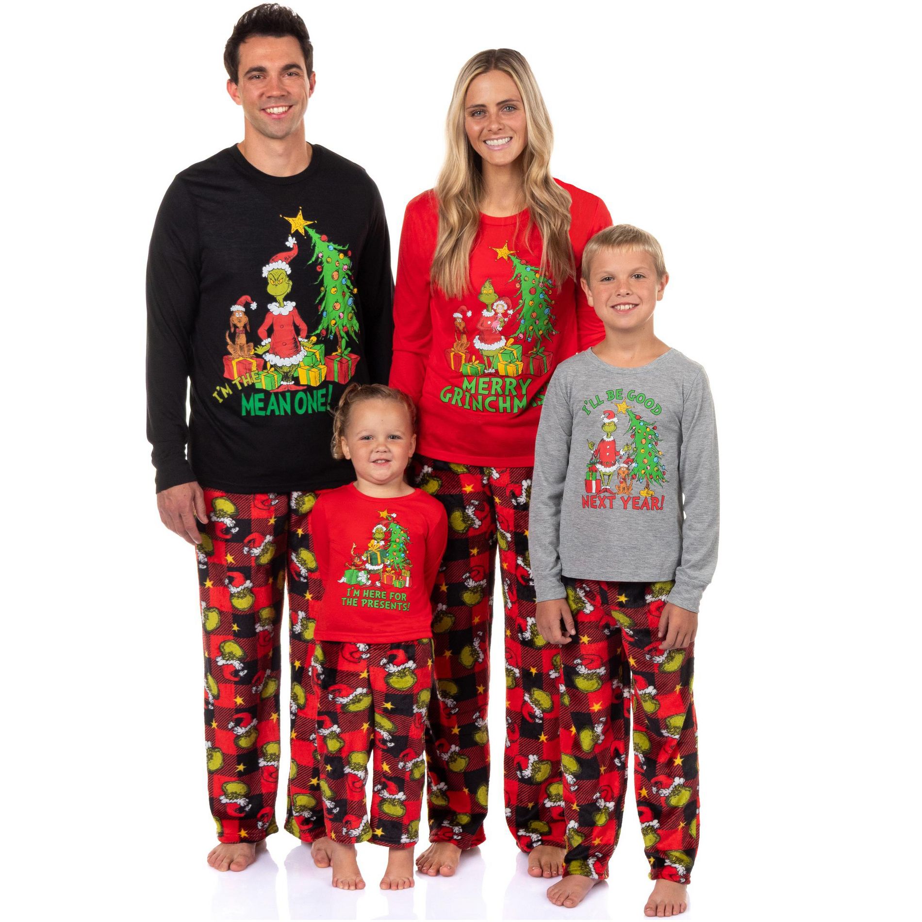 Seven Times Six Dr. Seuss The Grinch Pajamas Buffalo Plaid Matching Family Sleepwear