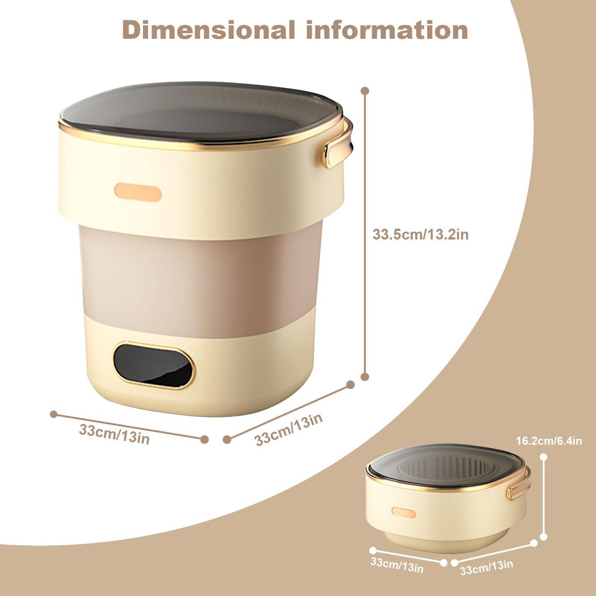 Portable Mini Washing Machine, Foldable 13L Mini Washer Spin Dryer with Basket Spin 3 Cleaning Modes Compact Design for Small Clothes - thumbnail 3