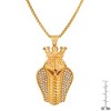 Steeltime Men's stainless steel and simulated diamonds cobra king snake pendant. Color Options: Silver, Gold, Black - 3 of 4