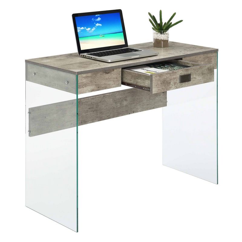 36" Breighton Home Uptown Glass Desk with Drawer, 5 of 10