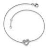 Black Bow Jewelry Rhodium Plated Sterling Silver 10mm CZ Heart And Cable Anklet, 9-10 In - 2 of 4