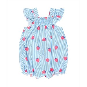 Girl ' Strawberry Striped Romper - Petit Confection - 1 of 1