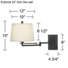 Franklin Iron Works Easley Rustic Farmhouse Swing Arm Wall Lamp Matte Bronze Plug-in Light Fixture Fabric Drum Shade for Bedroom Bedside Living Room - 4 of 4
