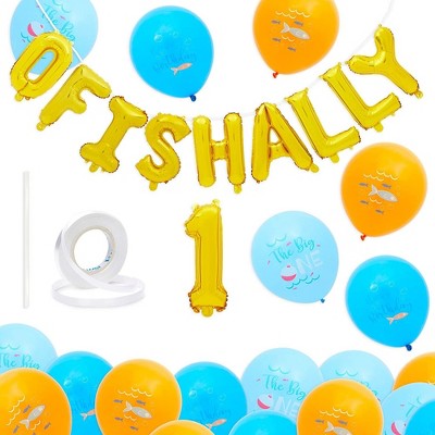 Blue Panda 61 Pieces The Big One Balloons for 1st Birthday Party, Ofishally 1 Decorations