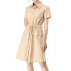 INSPIRE CHIC Women's Point Collar Front Elastic Waist Drawstring Mini Shirt Dress with Pocket - 2 of 4