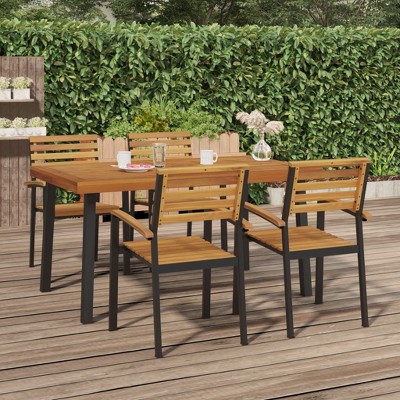 vidaXL Patio Table 59.1 in.x35.4 in.x29.5 in. Solid Wood Acacia