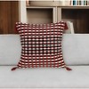 HomeRoots 20" Red and Black Cotton Throw Pillow with Tassels - 2 of 4