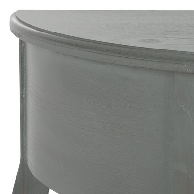 Gray Pine Wood Demilune Console Table with Storage