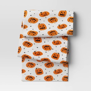 72"x14" Halloween Pumpkin Table Runner Orange - Hyde and EEK! Boutique™: Modern Ribbed Cotton, OEKO-TEX Certified - 1 of 3