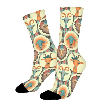 Goat And Sheep Women Printed Crew Socks Funny Funky Socks Soft Polyester Novelty Gifts for Artists Men