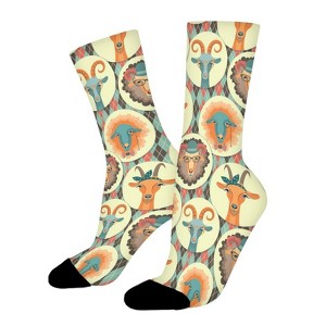 Goat And Sheep Women Printed Crew Socks Funny Funky Socks Soft Polyester Novelty Gifts for Artists Men - 1 of 1