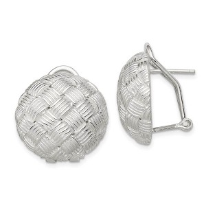 Black Bow Jewelry Sterling Silver Basket Weave Button Earrings - 20mm - 1 of 4