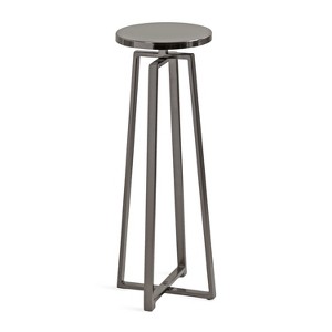 Kate and Laurel Zia Round Metal Drink Table, 9x9x23, Pewter - 1 of 4