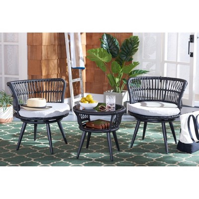 Breezy Charm Black & Grey 3-Piece Outdoor Lounge Set