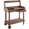 PAGED Potting Bench Table with Metal Sieve Screen, Removable Sink, Additional Hooks and Baskets for Patio, Balcony, Natural - 4 of 4