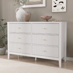 Fluted Dresser with Drawer, Modern Dressers for Bedroom, Natural Wood Dresser Organizer Dresser with Blister Drawers - 1 of 4