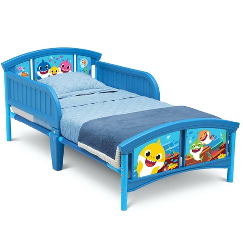 Baby Shark Plastic Sleep and Play Plastic Toddler Bed with Attached  Guardrails - Toddler Size Bed 