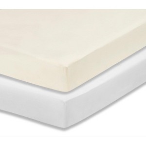 Everyday Kids 2-Pack Fitted Crib Sheets, Soft Microfiber, Fits 28"x52" Crib Mattress, Includes White and Beige Sheets for Nursery - 1 of 4