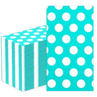 DYLIVeS 100 Pack Teal Polka Dots Guest Towel Napkins,Red Disposable Dinner Napkins Easter Paper Hand Towels Picnic Napkins for Wedding Supply