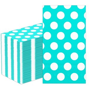 Hachikiko 100 Pack Teal Polka Dots Guest Towel Napkins,Red Disposable Dinner Napkins Easter Paper Hand Towels Picnic Napkins for Wedding Supply - 1 of 4