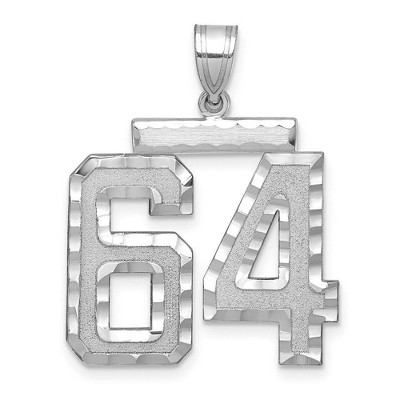 Black Bow Jewelry 14k White Gold, Varsity Collection, Large D/C Pendant, Number 64