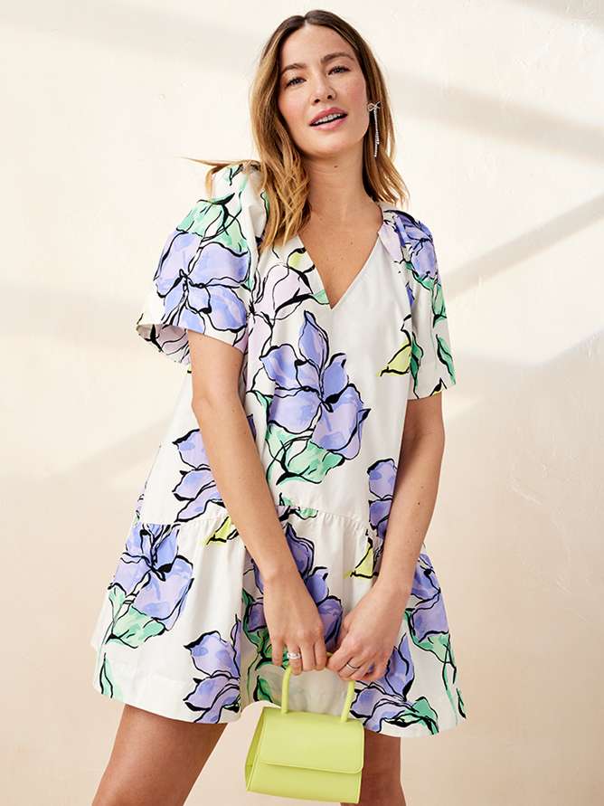 Woman Wearing Yellow Floral V-neck Long Dress and Pair of Green Wedge  Sandals · Free Stock Photo