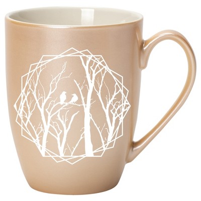 Elanze Designs Birds and Branches Pearlescent Sand 10 ounce New Bone China Coffee Cup Mug
