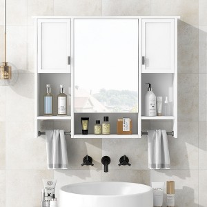 NicBex Wall Mounted Bathroom Storage Cabinets with Mirror,Modern Bathroom Wall Cabinet with Towels Bar,Bathroom Medicine Cabinet for Bathroom - 1 of 4