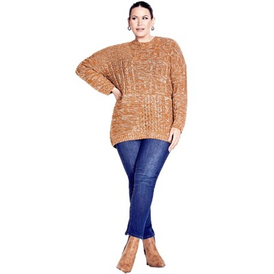 Avenue Women's Plus Size Charli Drop Shoulder Cable Sweater