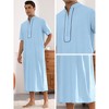 Lars Amadeus Men's Loose Fit Short Sleeves Stand Collar Zipper Long Nightgown - 3 of 4