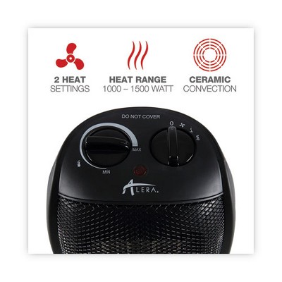 Black Ceramic Electric Heater with Thermostat and Auto Shut-off