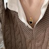 Gold-Tone Reversible Heart Lock Pendant Necklace, Black Enamel & Open-Heart Design, Romantic Jewelry for Women, Daily & Gifting Occasions - 2 of 4