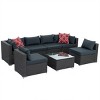ELJGET 7PCS Patio Rattan Furniture Set Sectional Sofa Cushioned Garden Peacock Blue - 2 of 4