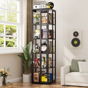 Besiost Corner 4-5 Tiers Display Shelves, Freestanding Rotating Bookshelf - 1 of 4