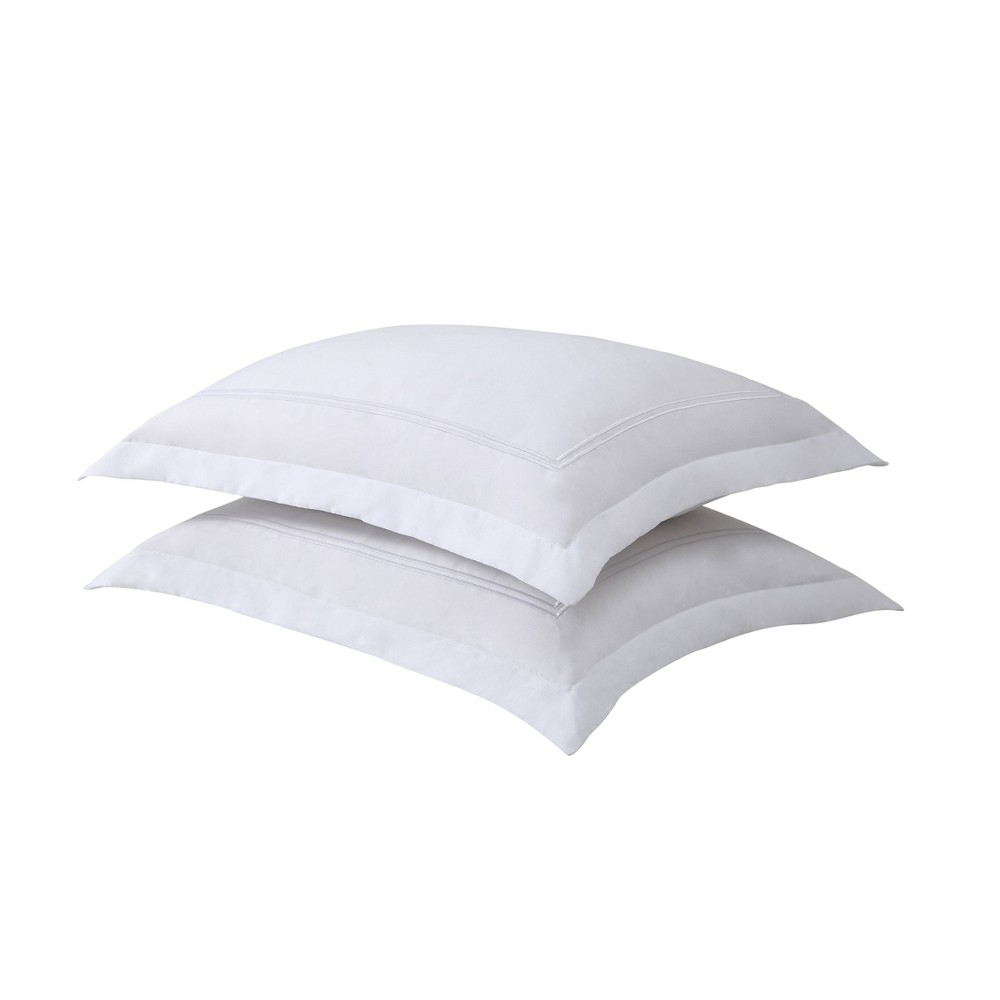 Photos - Bed Linen 2pk Euro Microfiber Baratta Embroidery Stitched Sham White - Luxury Hotel: