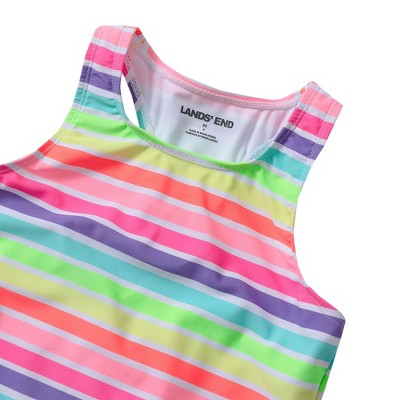 Lands' End Kids Chlorine Resistant Racer Back Tankini Swim Top - X-Large - Rainbow Stripes — фото 2