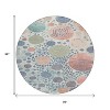 Denim Blue Peach And Artichoke Green Geometric Washable Indoor Outdoor Area Rug - 3 of 4